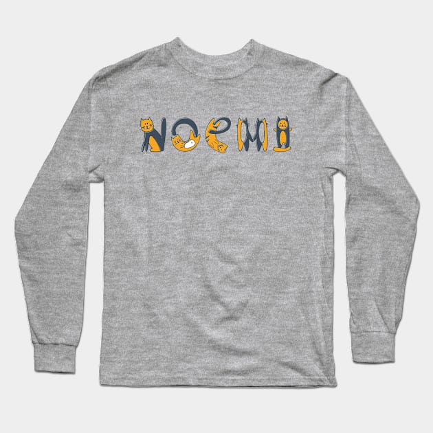 Noemi | Girl Name | Cat Lover | Cat Illustration Long Sleeve T-Shirt by LisaLiza